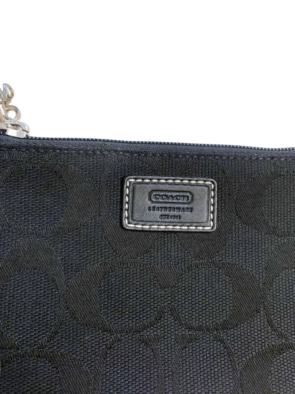 COACH Small Black Signature Canvas Wristlet Wallet Bag Minimal Preppy Classic - Picture 4 of 9